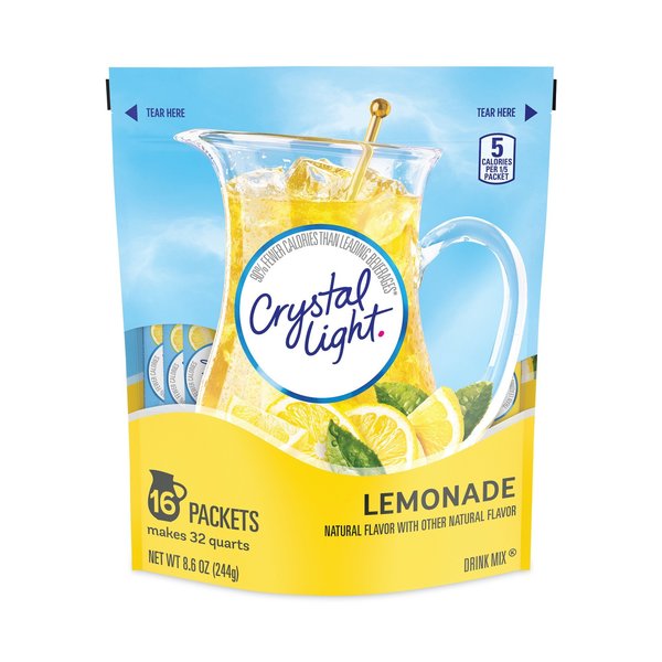 Crystal Light Flavored Drink Mix Pitcher Packs, Lemonade, 014 oz Packets, PK16, 16PK 28819